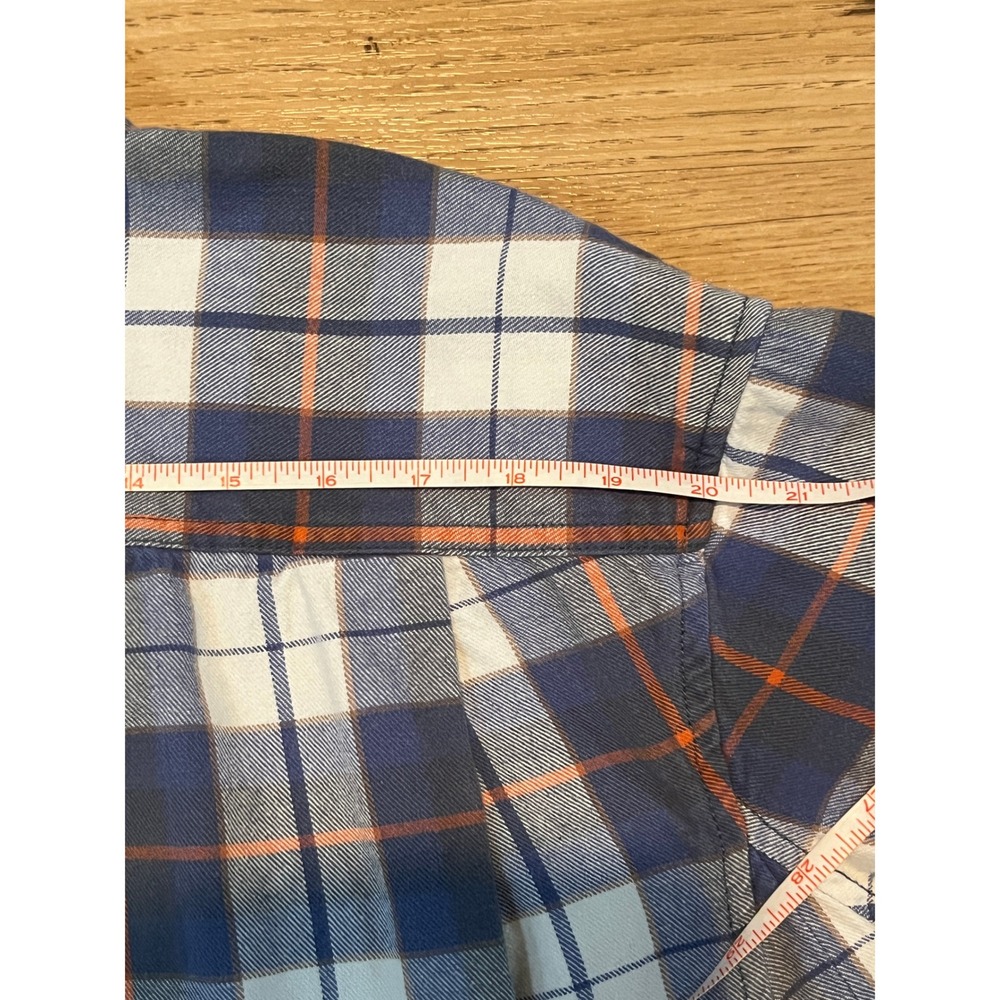 Duluth Trading Co Mens XL Blue Orange Plaid Flannel Button Down Shirt Cotton - Picture 10 of 11
